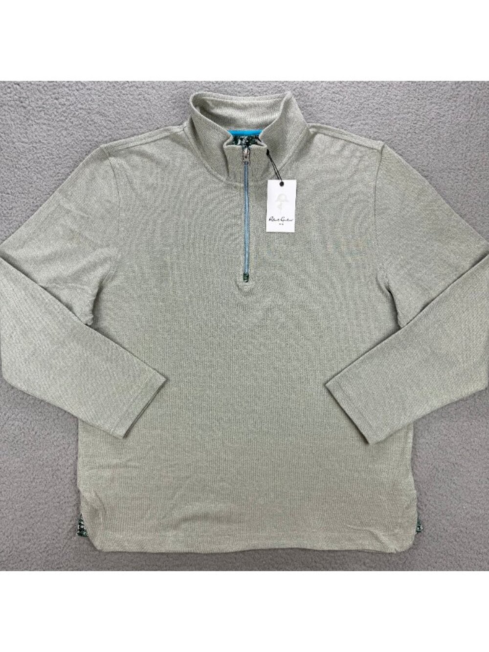 Robert Graham Sweater Men XXL 2XL Seafoam Green Grey Hobson 1/4 Quarter Zip Knit